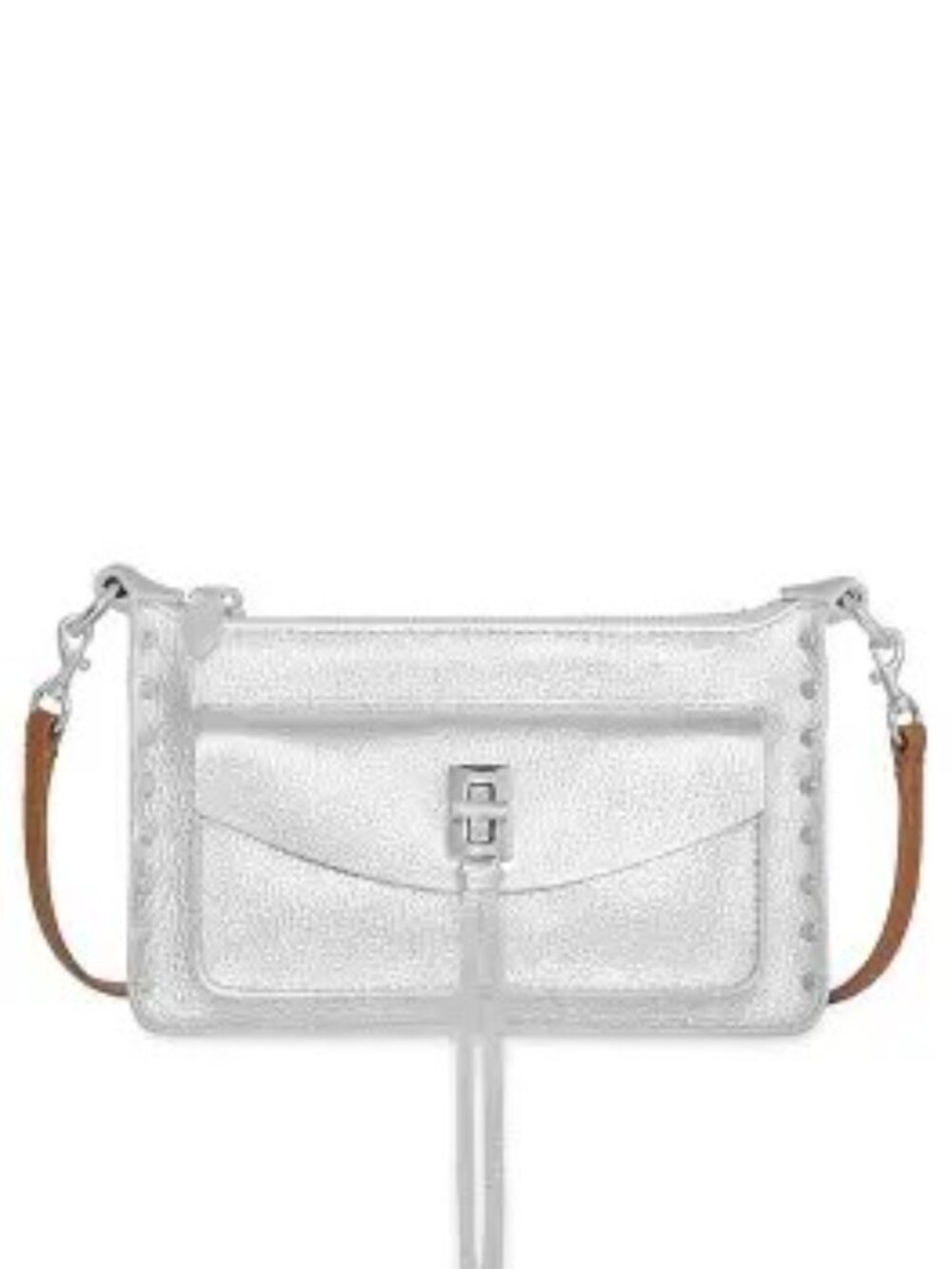 Rebecca Minkoff $198 Darren Mini Top Zip Crossbody Silver NWT!